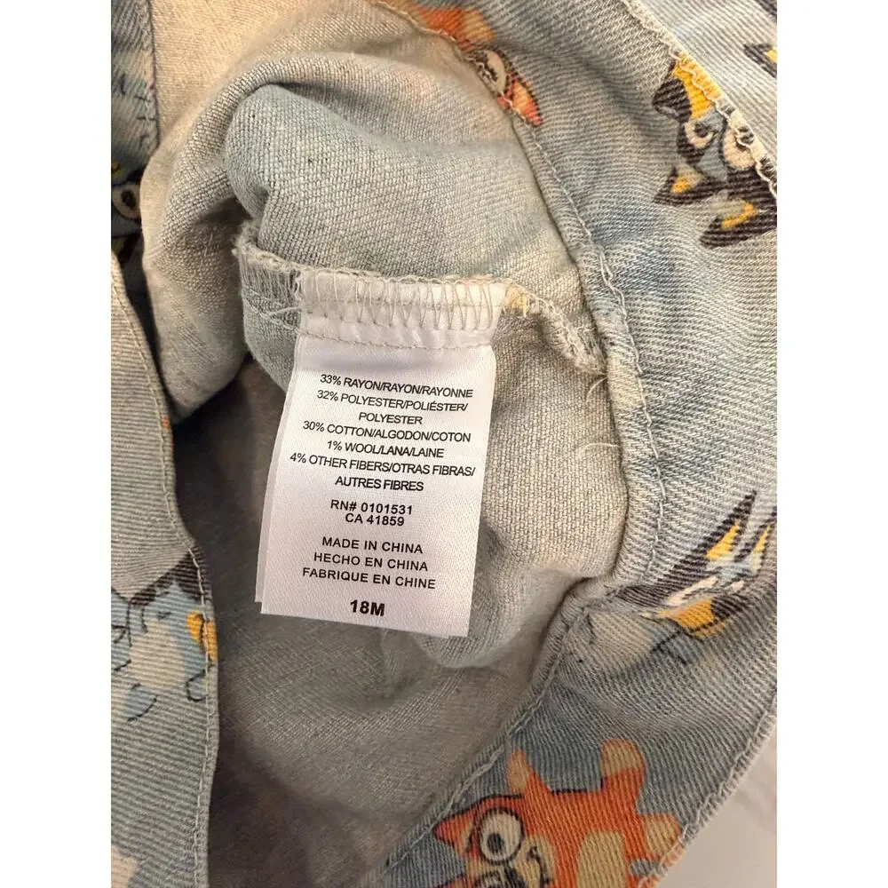 Bluey Toddler Denim Jacket 18 Months Character Print Button Front NWOT